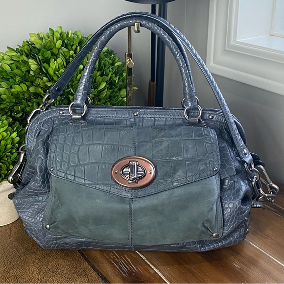 Coach Rare Sadie Exotic Croc Embossed and Suede Large Satchel - Picture 15 of 17